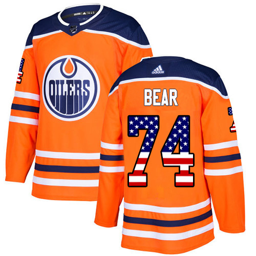 Adidas Edmonton Oilers #74 Ethan Bear Orange Home Authentic USA Flag Stitched Youth NHL Jersey->youth nhl jersey->Youth Jersey